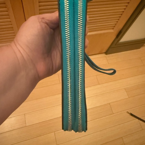 Coach Teal Leather Zip Wallet - Picture 7 of 7
